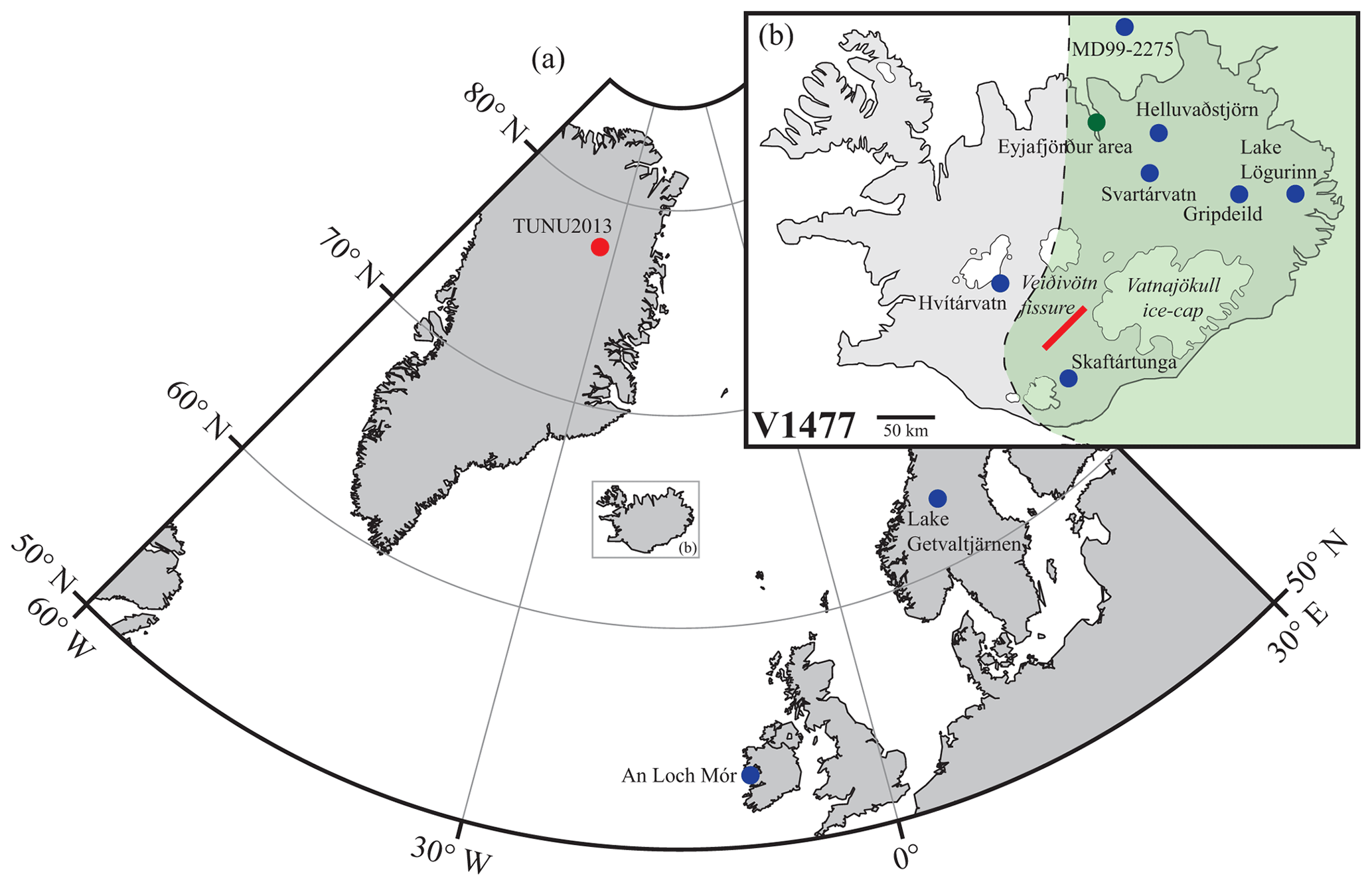 CP - Cryptotephra from the Icelandic Vei\u00f0iv\u00f6tn 1477 CE eruption in a Greenland ice core ...